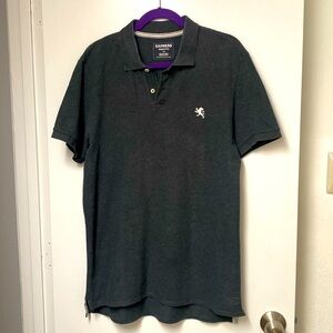 Express Men’s Size Large Dark Gray Fitted Pique Polo with White Lion Embroidery